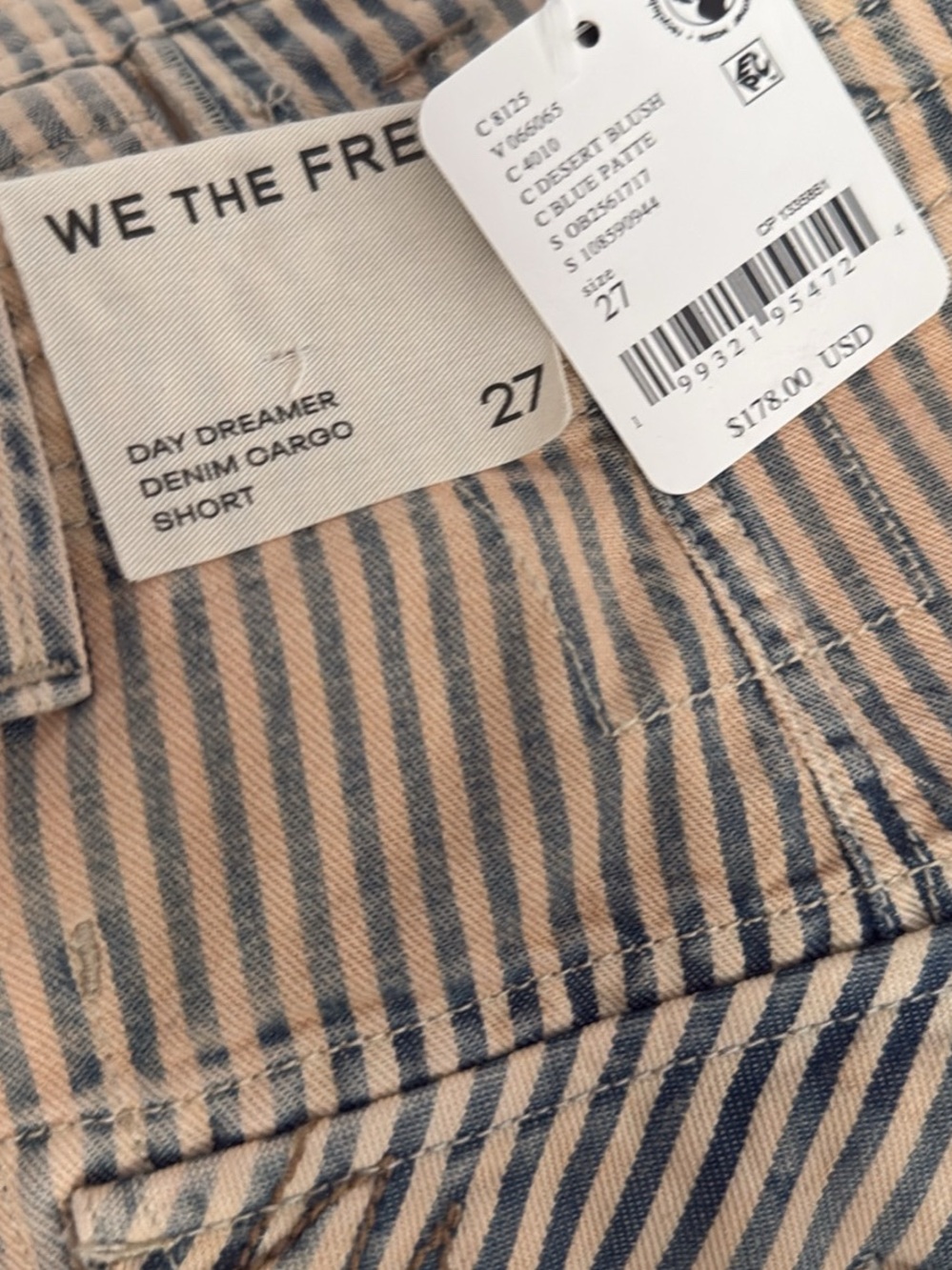 We The Free Striped Cargo Shorts in Blush and Blue - Picture 4 of 4